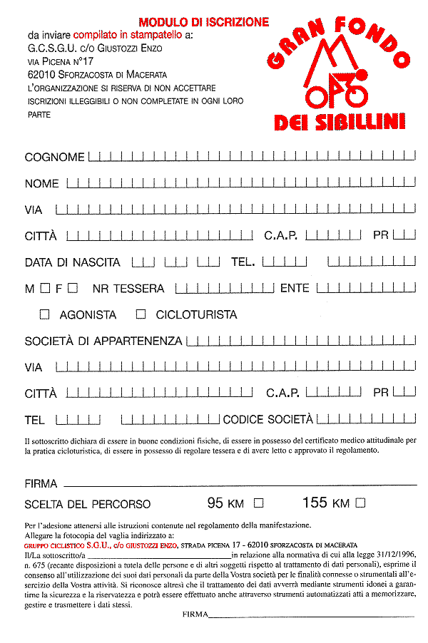 Modulo d'Iscrizione - 37 kb